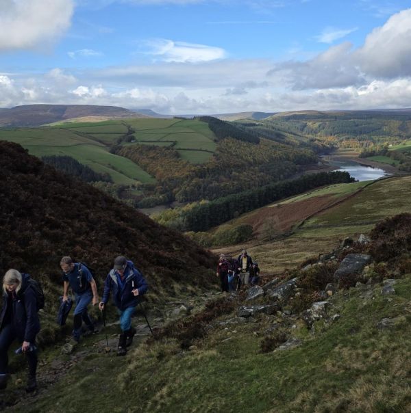 Hiking up above Ladybower Reservoir